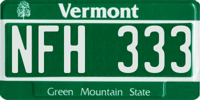 VT license plate NFH333