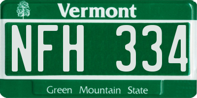 VT license plate NFH334