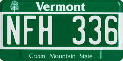 VT license plate NFH336