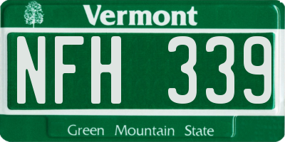 VT license plate NFH339