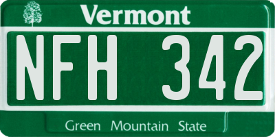 VT license plate NFH342
