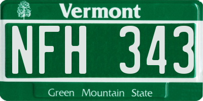 VT license plate NFH343