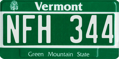 VT license plate NFH344