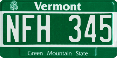 VT license plate NFH345