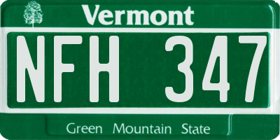 VT license plate NFH347