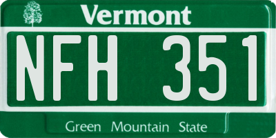 VT license plate NFH351
