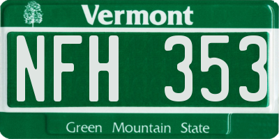 VT license plate NFH353
