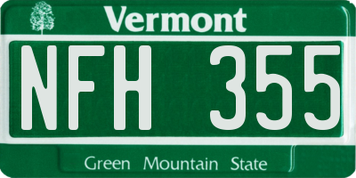 VT license plate NFH355