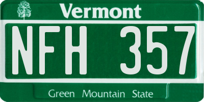 VT license plate NFH357