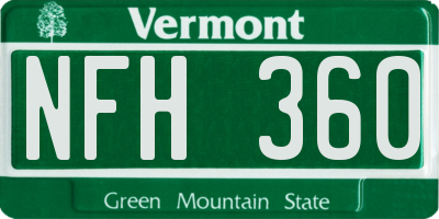 VT license plate NFH360