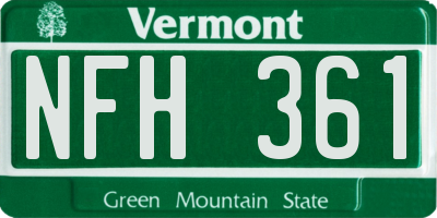 VT license plate NFH361