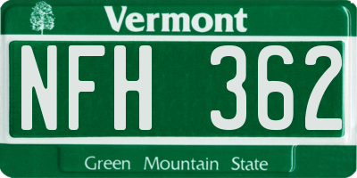 VT license plate NFH362