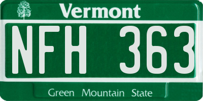 VT license plate NFH363