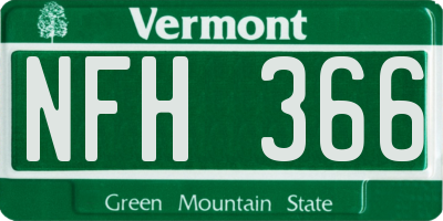 VT license plate NFH366