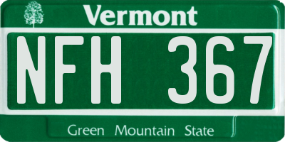 VT license plate NFH367