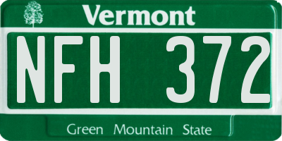 VT license plate NFH372