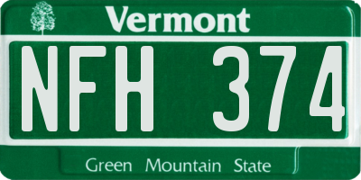 VT license plate NFH374