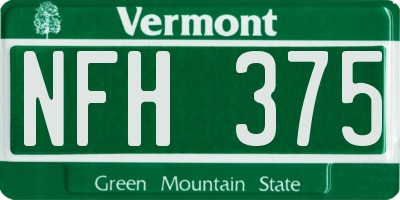 VT license plate NFH375