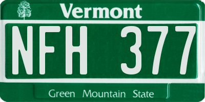 VT license plate NFH377