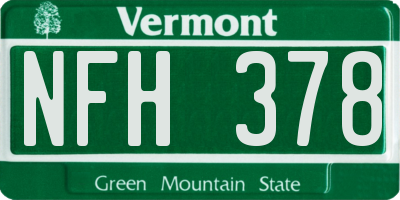 VT license plate NFH378