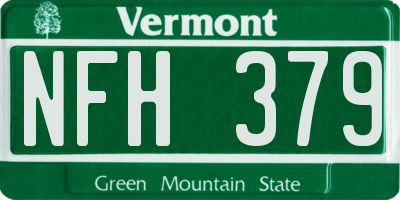 VT license plate NFH379