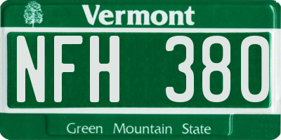 VT license plate NFH380