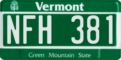 VT license plate NFH381