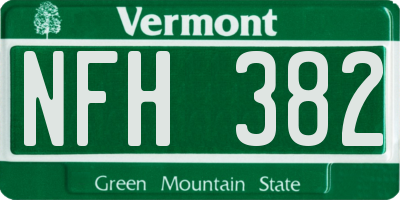 VT license plate NFH382