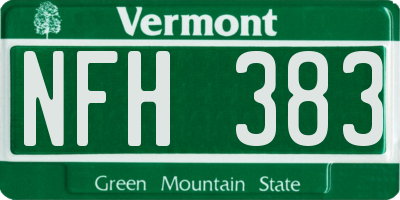 VT license plate NFH383