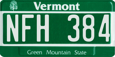 VT license plate NFH384
