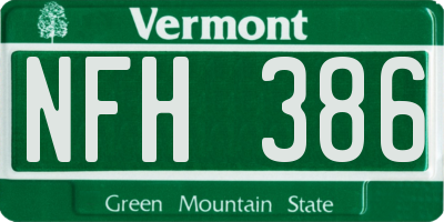 VT license plate NFH386