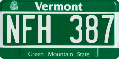 VT license plate NFH387