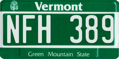 VT license plate NFH389