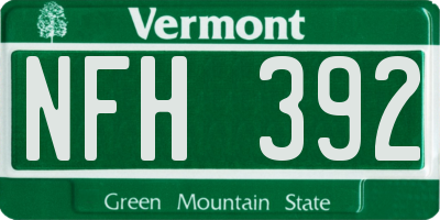 VT license plate NFH392
