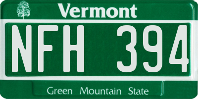 VT license plate NFH394