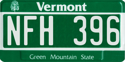 VT license plate NFH396
