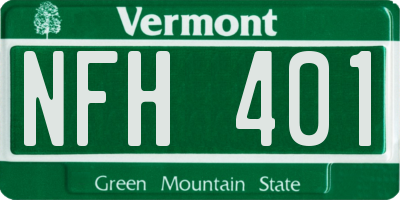 VT license plate NFH401
