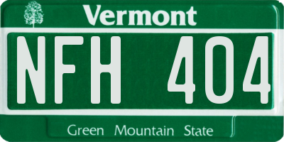 VT license plate NFH404
