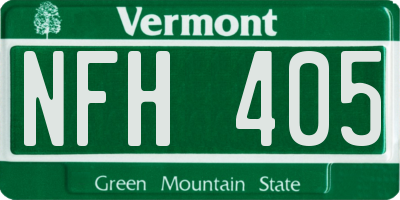 VT license plate NFH405