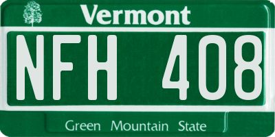 VT license plate NFH408