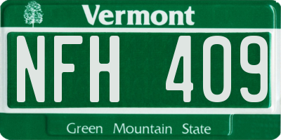 VT license plate NFH409