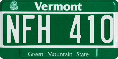 VT license plate NFH410