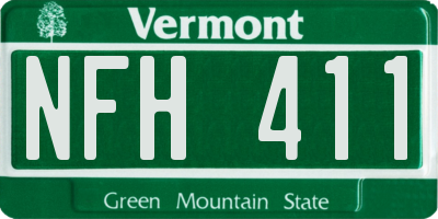 VT license plate NFH411