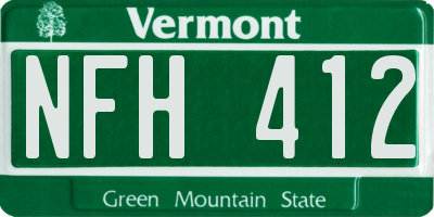 VT license plate NFH412