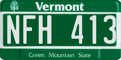 VT license plate NFH413