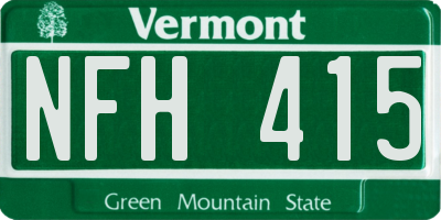 VT license plate NFH415