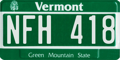 VT license plate NFH418