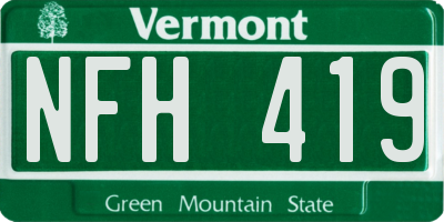 VT license plate NFH419