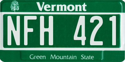 VT license plate NFH421