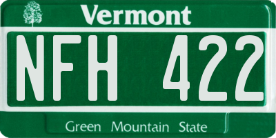 VT license plate NFH422
